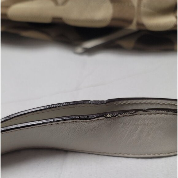 Coach Signature F15068 Canvas Hobo Shoulder Bag Beige & Brown - Picture 14 of 16